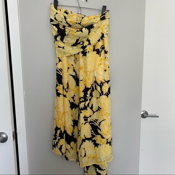 Stine Goya Skirt Lilly Silk Yellow Black Floral Tie Wrap Maxi Slit Medium NWT - Picture 12 of 16